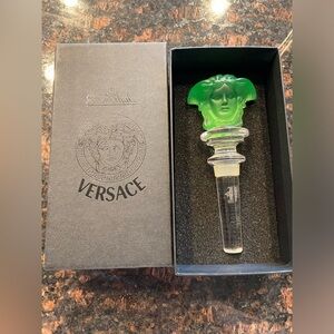 Versace Rosenthal La Medusa Vintage Crystal Wine Stopper Green